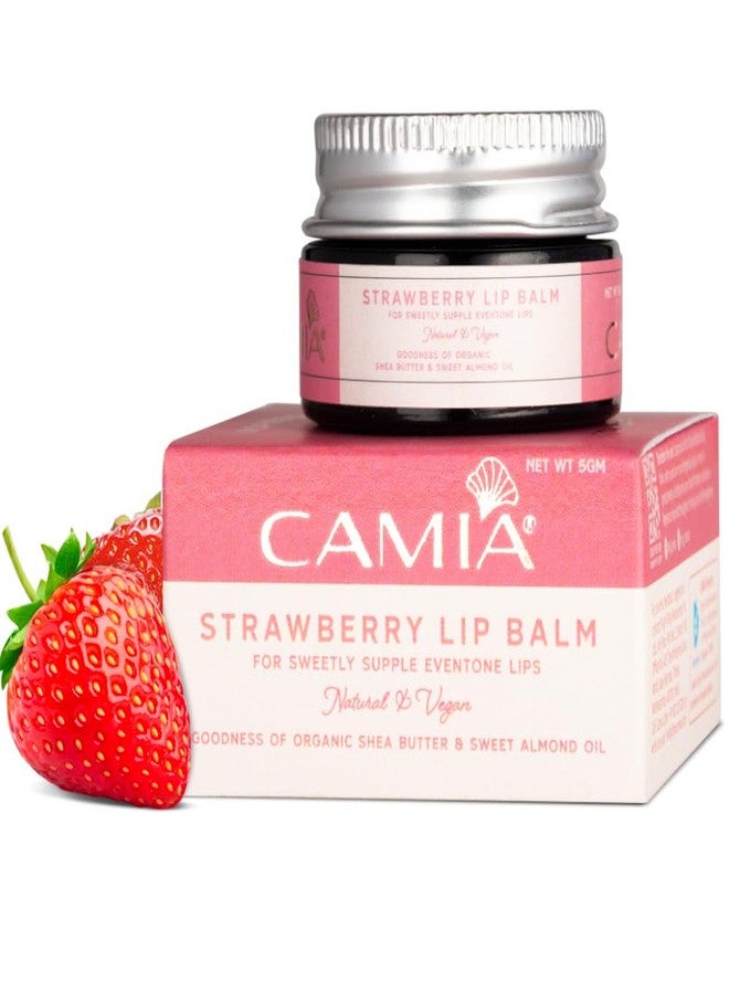 CAMIA - 100% Natural Strawberry Lip Balm for Dry & Chapped Lips |100% Natural & Vegan |Enriched with Almond Oil | Moisturization & Lightning Dark Pigmented Lips| 5 Gm - Image 1